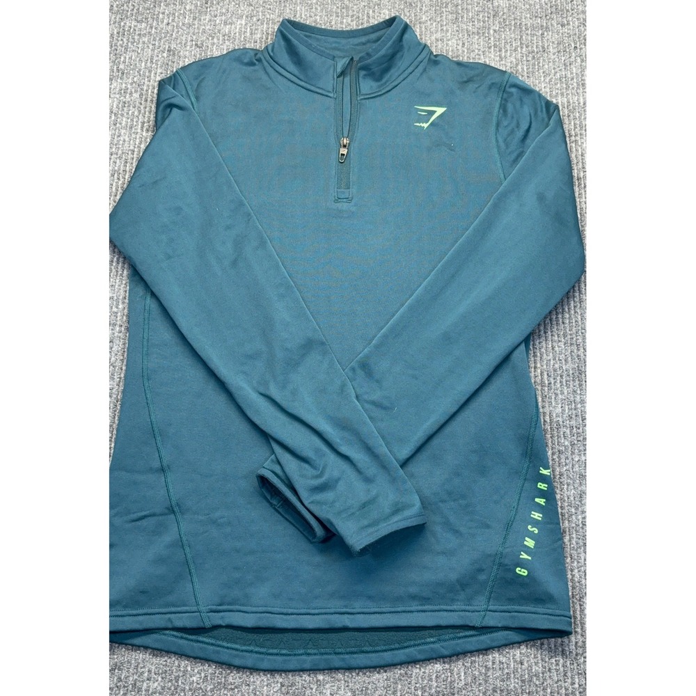 Gymshark Womens S Teal Blue Quarter Zip Fleece Lined Athletic Pullover Top